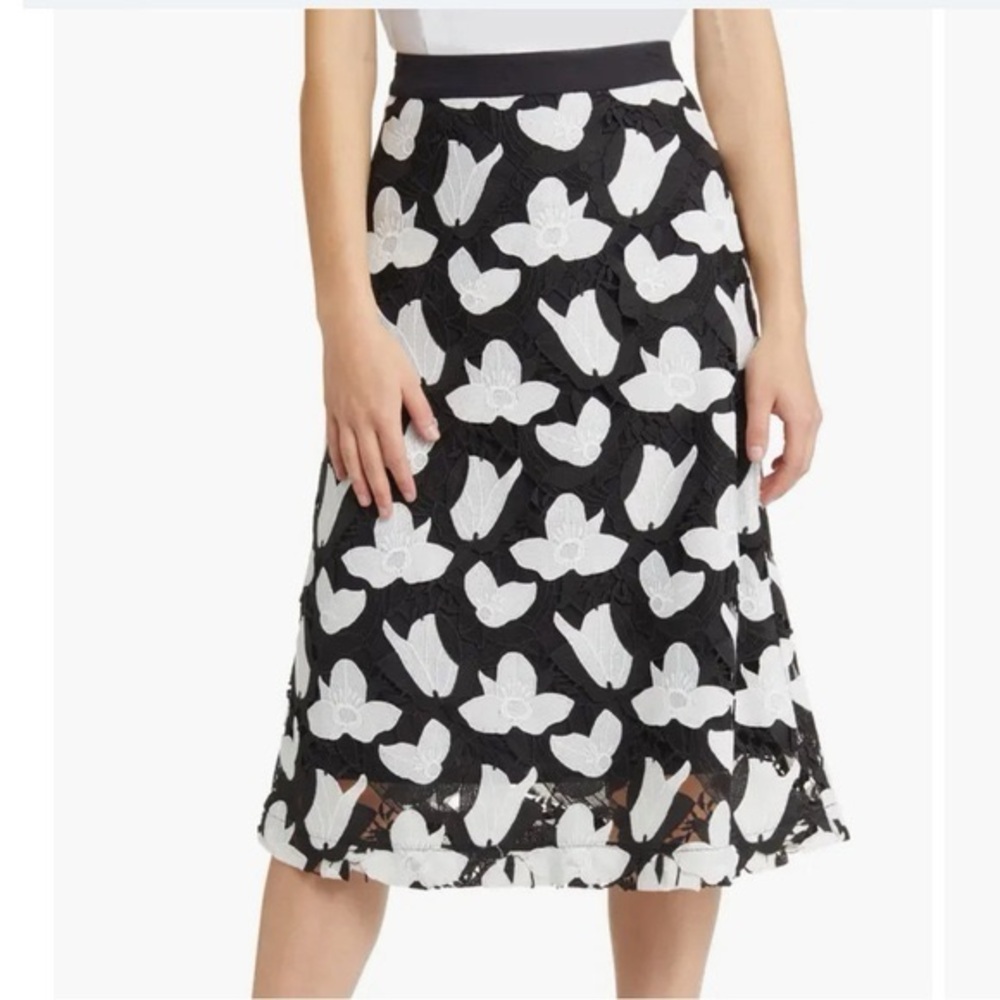 Ming Wang Black and White Embellished Pencil Skirt